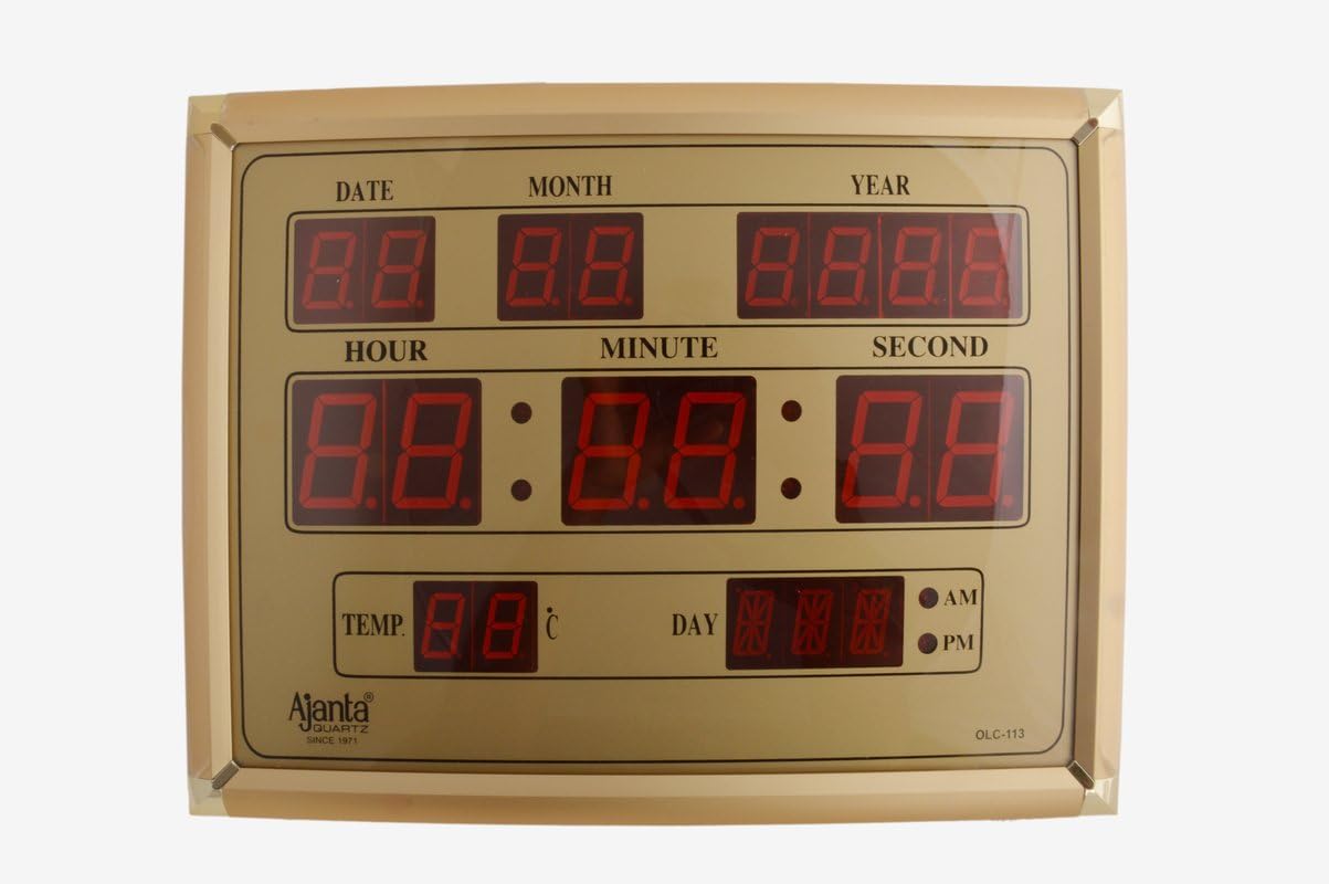 AJANTA Digital Golden Wall Clock Home & Kitchen