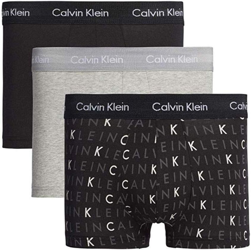 Calvin Klein Uomo Boxer Confezione da 3 Low Rise Trunks Cotone Elasticizzato S Multicolore (Black/Grey Heather/Subdued Logo) - Immagine 1