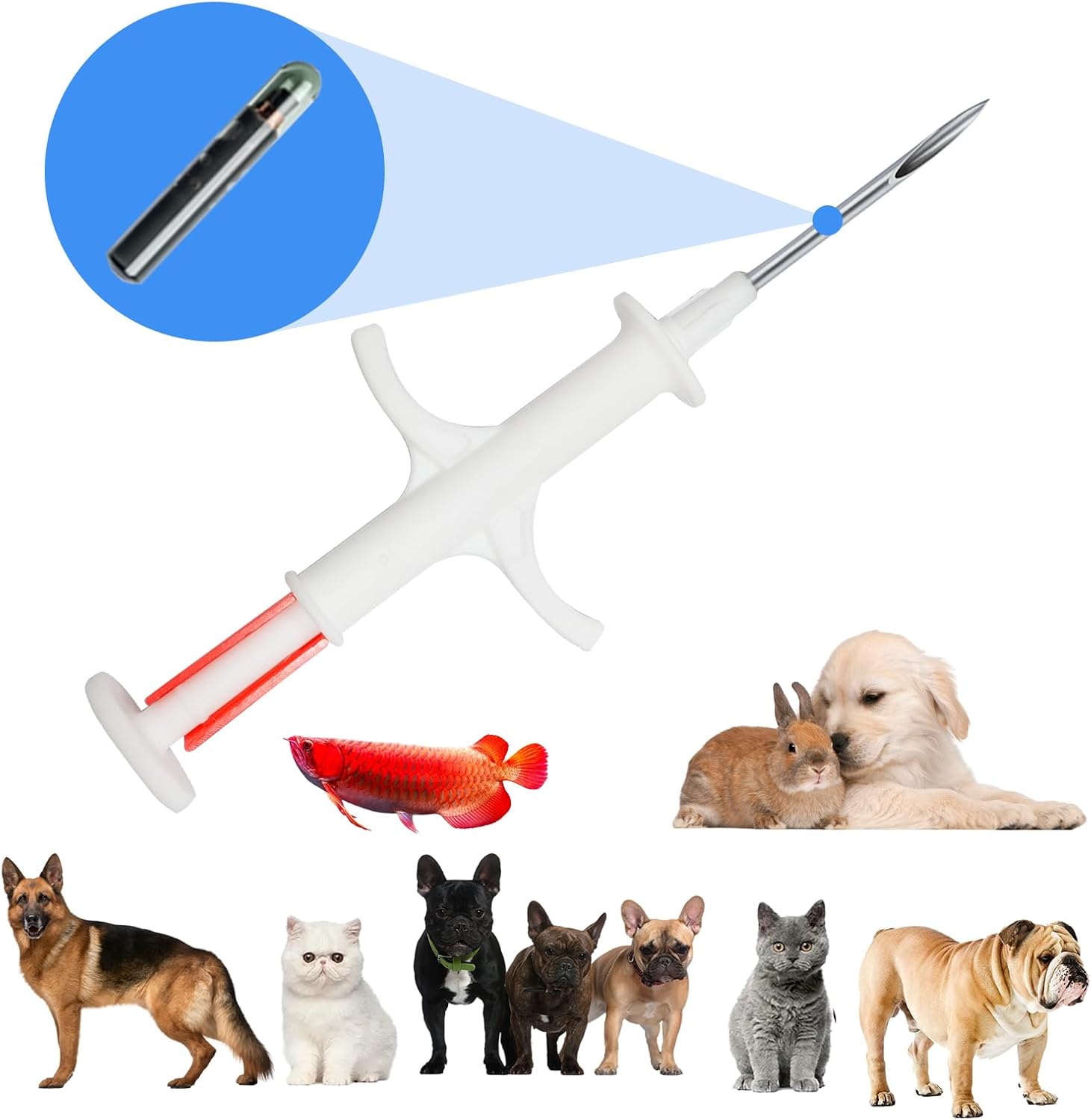 Microchip for Dogs and Cats Universal Standard 20 Pack 1.4x8mm 15 Gauge Needle Pet Identification ID Tags ISO 11784/5 FDX-B