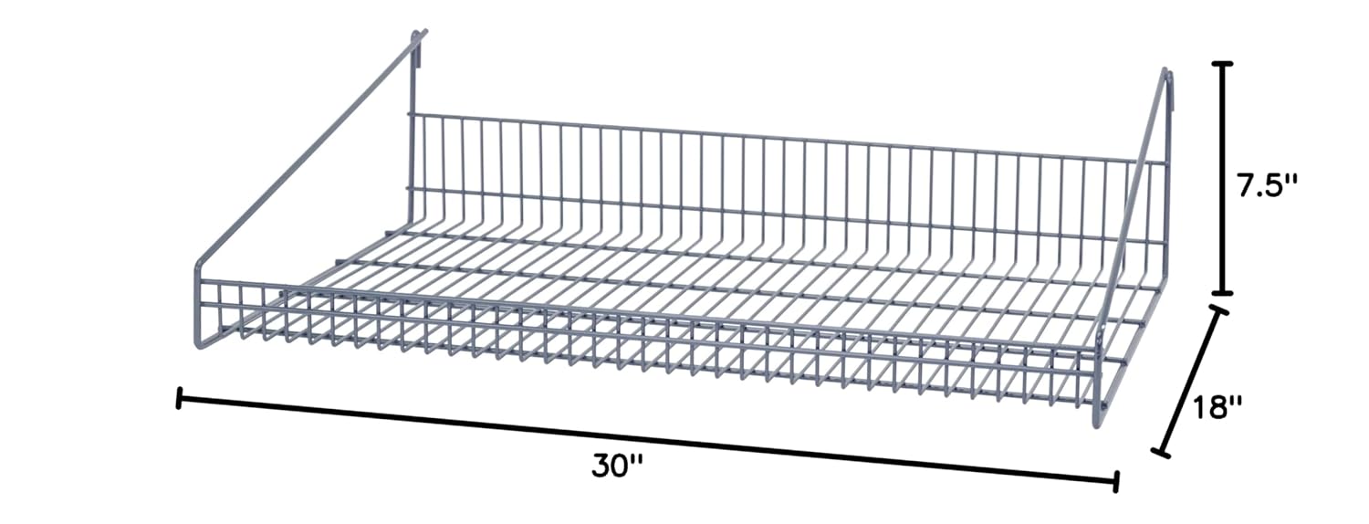 FSE 373-SG-LS1830GY Store Grid Shelf, 30"W x 18"D x 7-1/2"H, with retaining Front Edge, Gray epoxy Finish, NSF