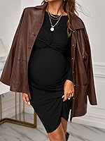 Vista 5 de Verdusa Vestido ajustado de maternidad con cuello redondo y manga larga para mujer