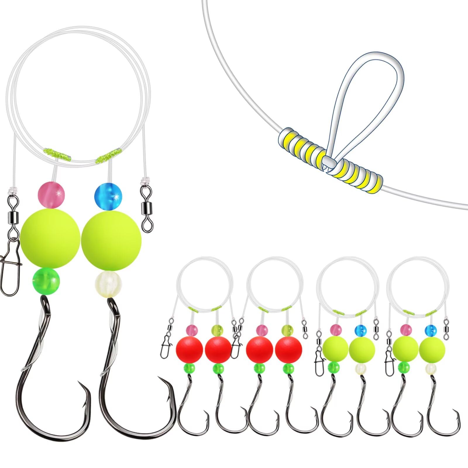 Dovesun Pompano Rigs for Surf Fishing Pompano Rigs with Circle Hook Surf Fishing Rigs Saltwater Round-4PCS