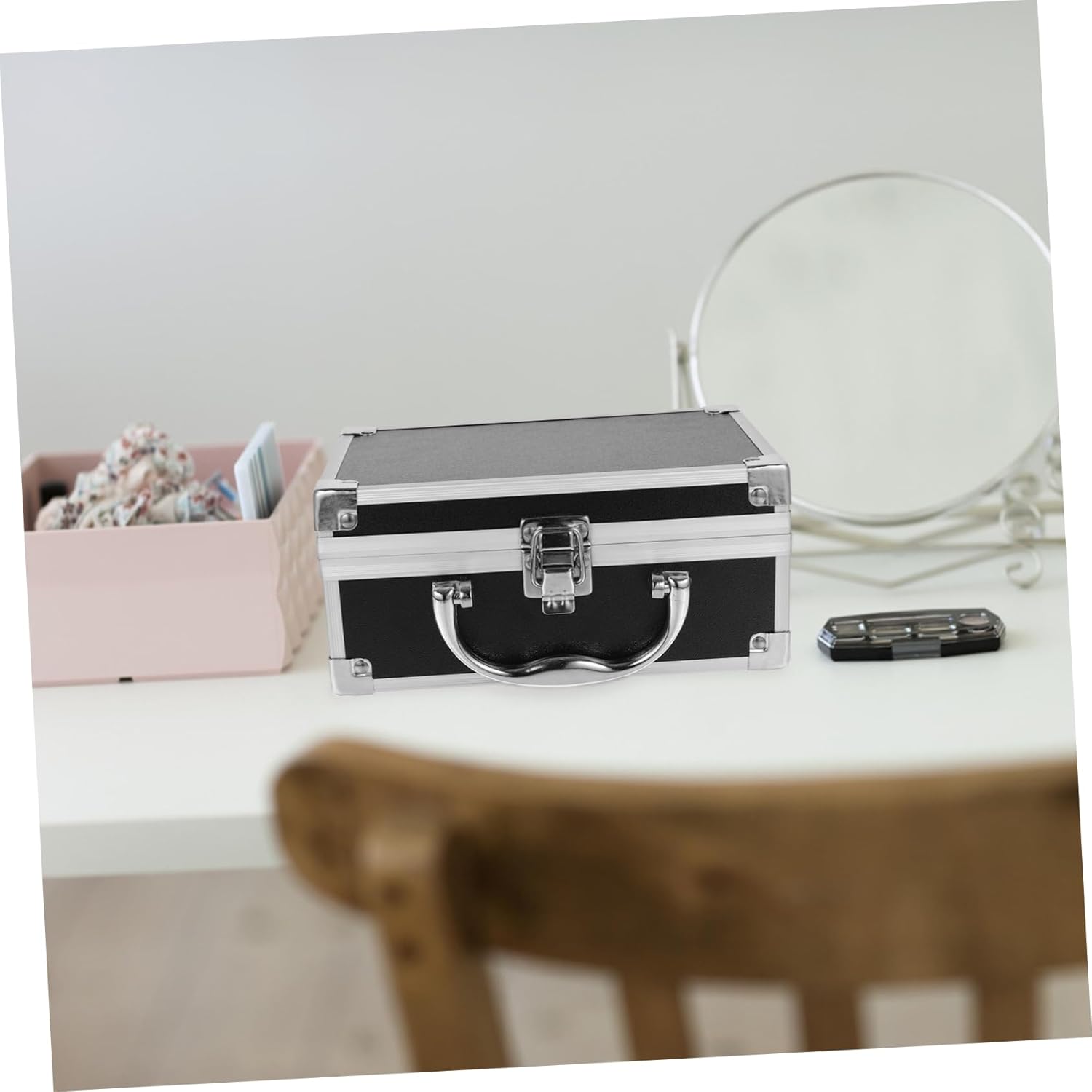 Small Cosmetic Case Aluminum Travel Makeup Organizer Makeup Box Storage