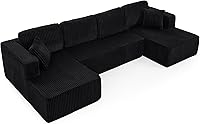 Vista 8 de Modular Sectional Couches Sofa, U-Shape L-Shaped Convertible Sleeper Sofa Bed, Cloud Couch Sectional for Living Room Bedroom Apartment Black - 5 Seat