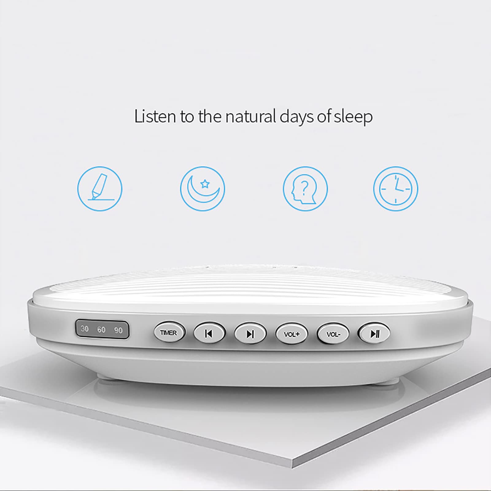 Appareil À Bruit Blanc, Instrument D'aide Au Sommeil Portable avec 20 Sons Naturels Et Prise Casque, Capacité De La Batterie 1800 MAh Et Charge USB, Design Fin 33 Mm pour La Méditation De Voyage