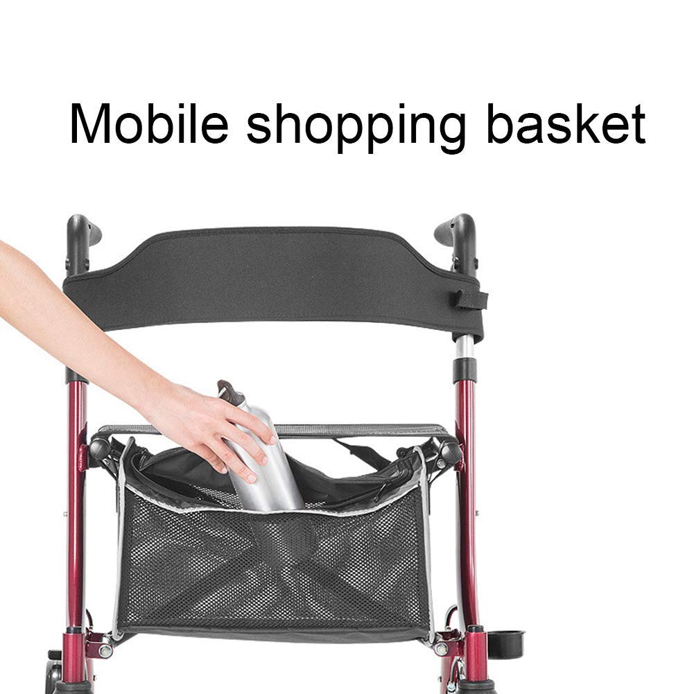Składany Chodzik Typu Rollator Chodziki Typu Rollator Chodzik Lekki Składany Chodzik Na 4 Kółkach Z Siedziskiem, Blokowanym Hamulcem, Ergonomiczną Rączką I Wyjmowaną Torbą Do Przechowywania