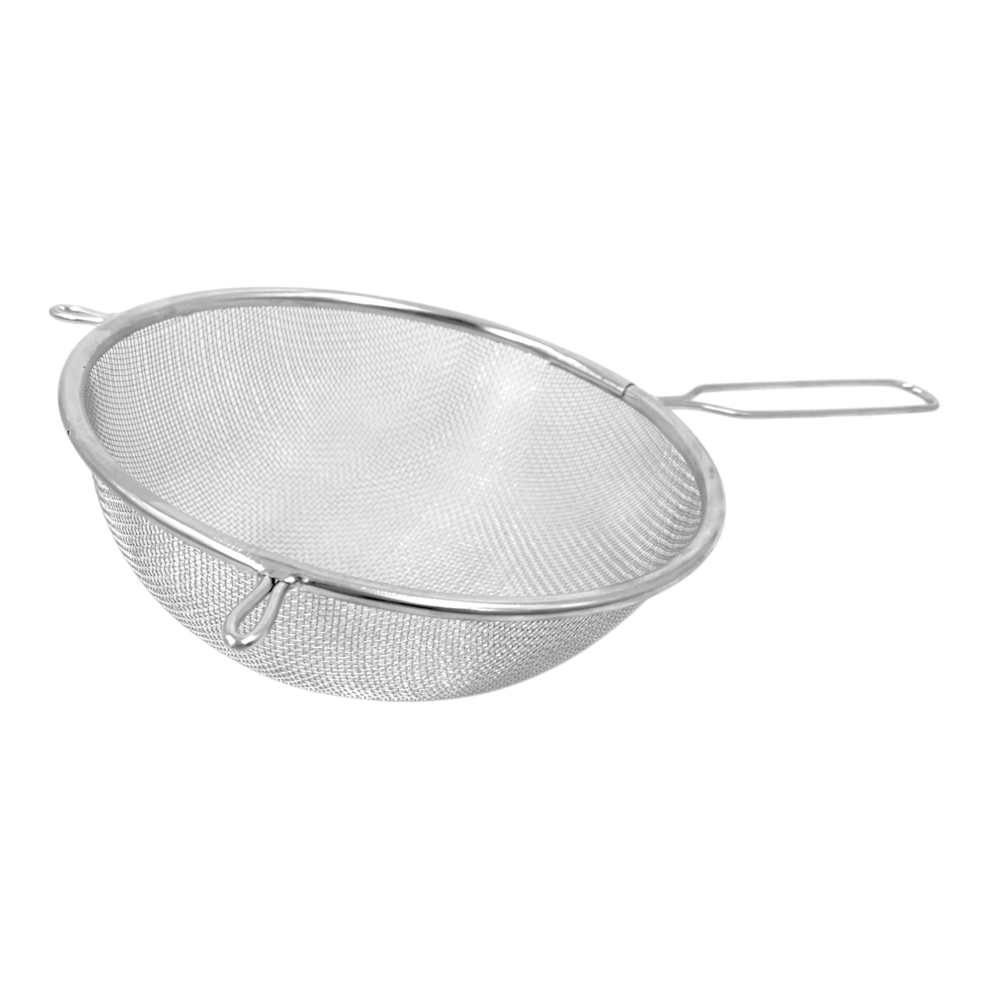 Chabrias Ltd 20cm Chrome Plated Bowl Strainer – Durable Fine Mesh Sieve with Handle Ideal for Straining, draining, Washing and Wide Range of Foods, with a fine mesh for Ease of use