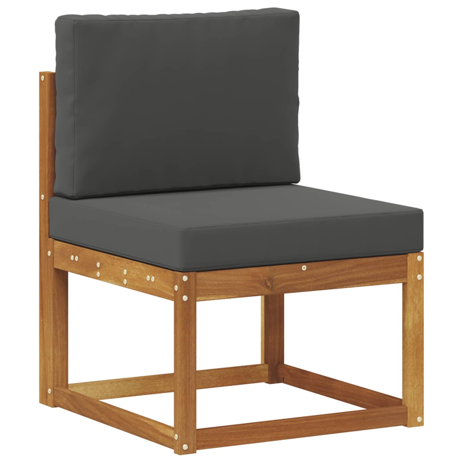Outdoor-Sofagarnitur 4 Stück Modular wetterfestes Akazienholz Garten Terrasse Sitzgruppe mit 3 Sofas, Hocker und Kissen für Balkon, Garten, Terrasse, modernes Design