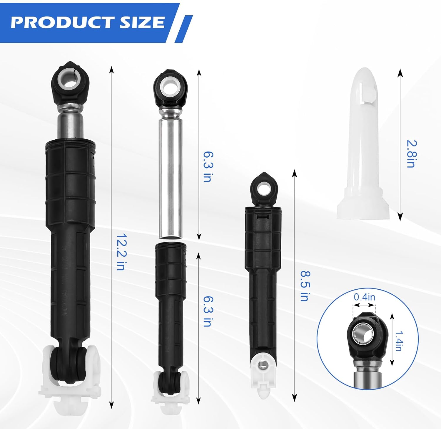 WH01X20826 Washer Shock Absorber Compatible with GE Washer models, Replaces WH01X10343 WH01X10385 WH01X10425 WH01X10260-4 Pack with 4 mounting pins