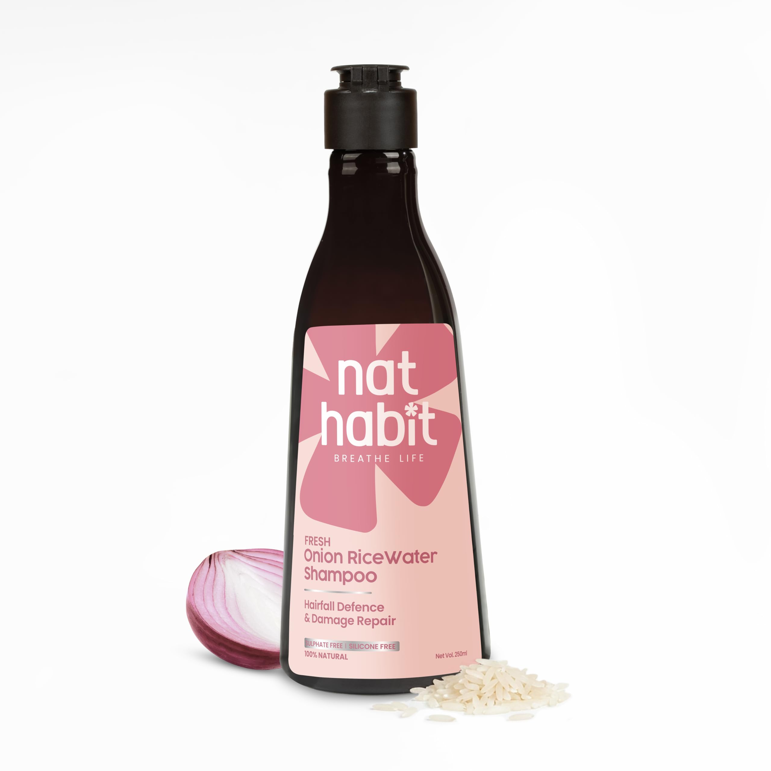 Nat Habit Anti Hairfall Onion Shampoo | Onion, Black Seed & Bhringraj | Sulphate Free, Silicone Free & Paraben Free | Reduces Hair Fall & Strengthens Hair | Fermented Soy Protein | 250ml-picture-37