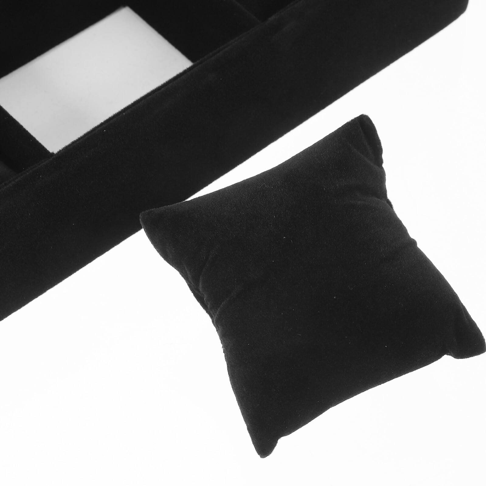 TOYANDONA Uhrenablage mit 12 Fächern aus Schwarzem Samt Armband Organizer mit Kleiner Kissen Multifunktionale Schmuck Präsentationsschale für Uhren und Armreifen