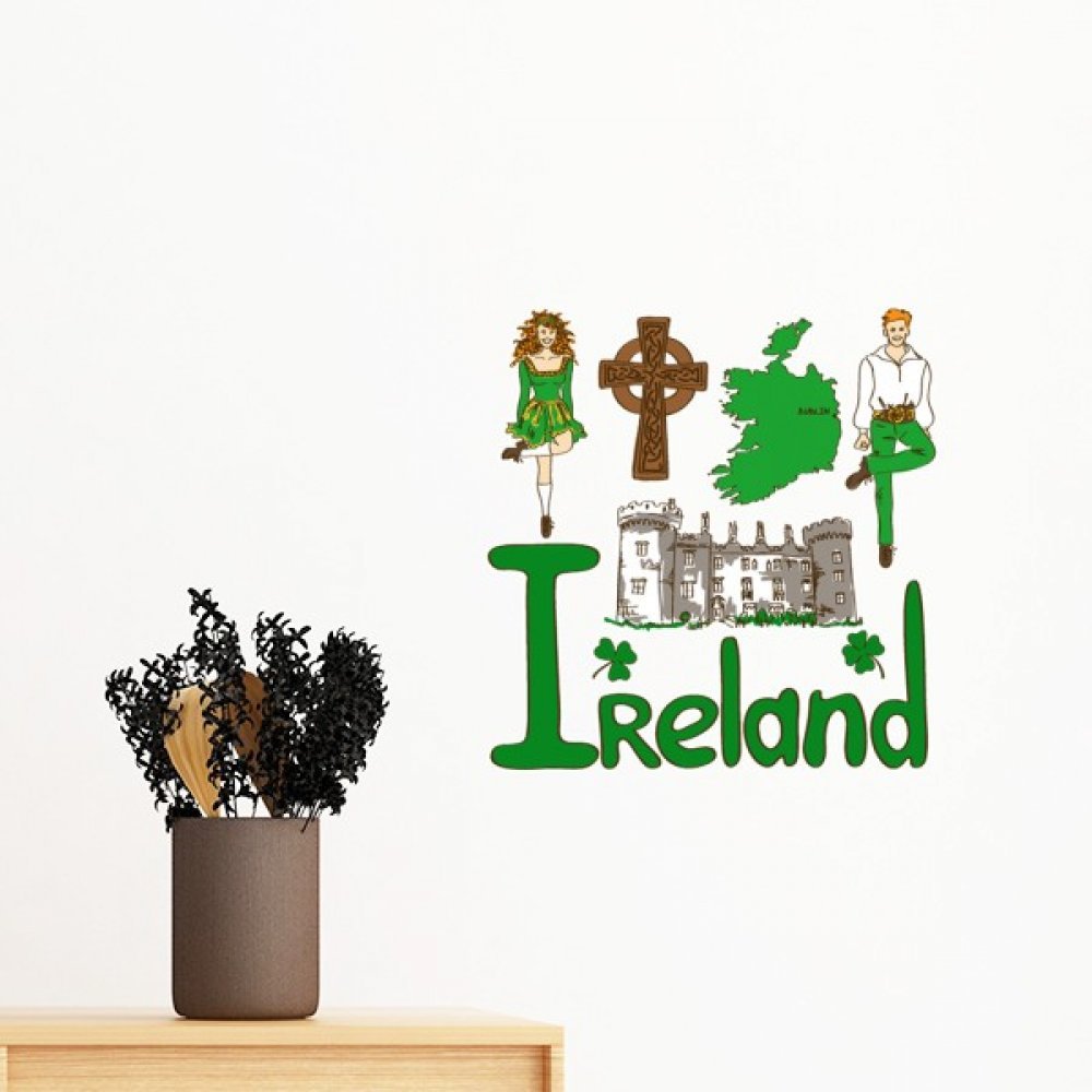 Sticker Mural Irlande Décoration Vinyle pour Chambre et Salon 80cm
