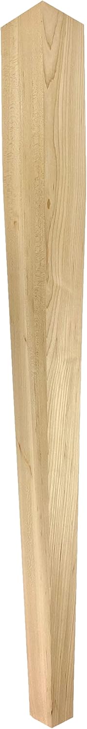 Narrow 2 Sided Tapered Island Leg - 34 1/2 Tall x 3 Wide - Unfinished Wooden Leg for Kitchen Islands, Dining Tables or Desks (Hard Maple) (1 Leg)