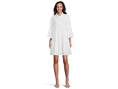Tommy Bahama Cotton Clip Tiered Shirt Dress Women