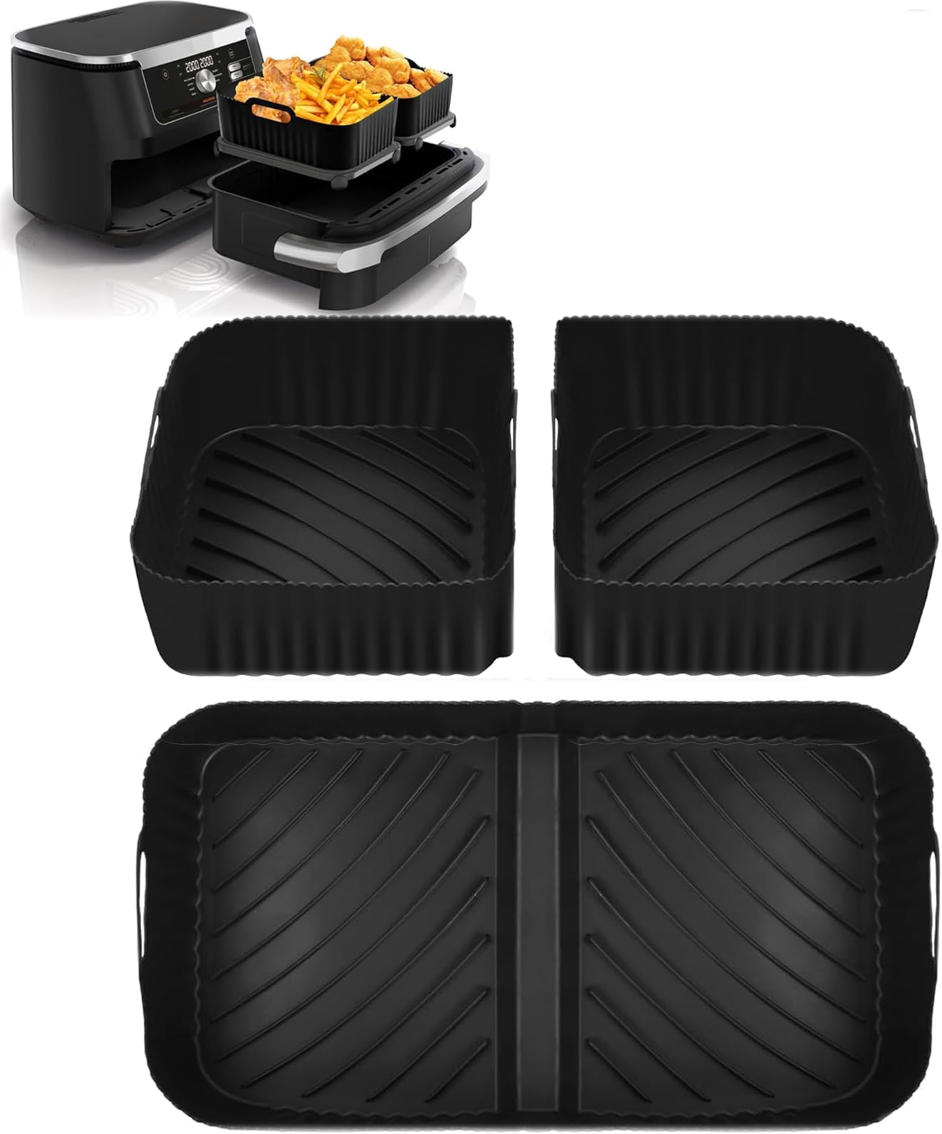 3 Pièces Moule Silicone Air Fryer: Réutilisable Accessoires Air Fryer Plat pour Air Fryer