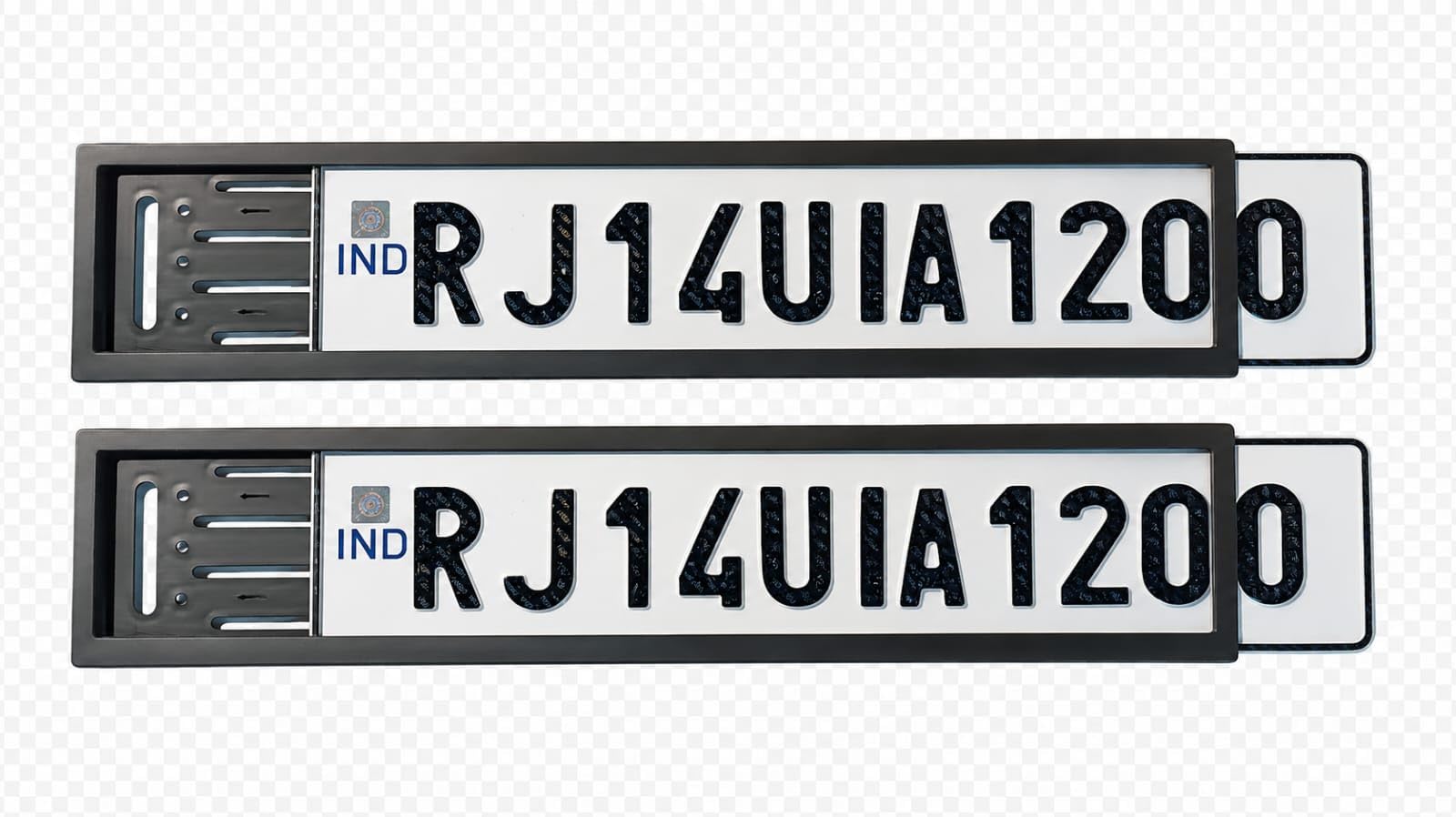 Black Car Number Plate Sliding Frames Front and Rear Set of 2 | ABS Material, 51.5 x 14.5 cm Size, Universal Fit All Cars, Waterproof & Dustproof, Brick Pattern Design-image-37