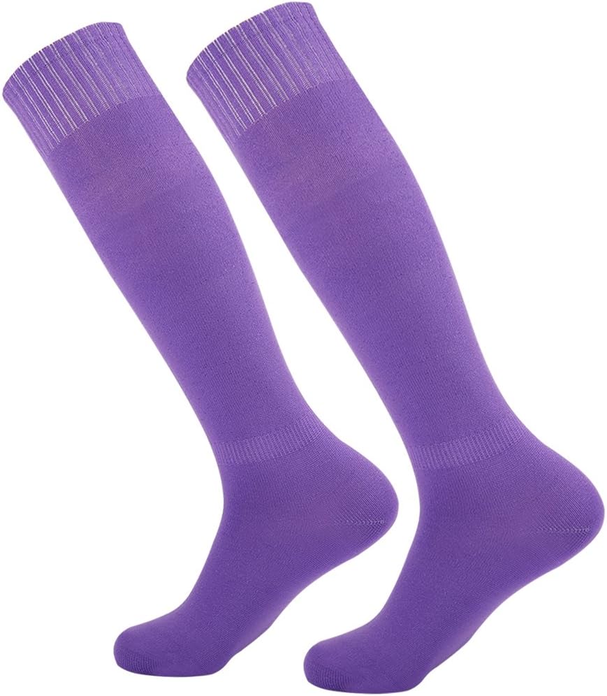 Knee High Athletic Football Socks,Unisex Solid Long Fashion Soccer Team Socks 2-12 Pairs
