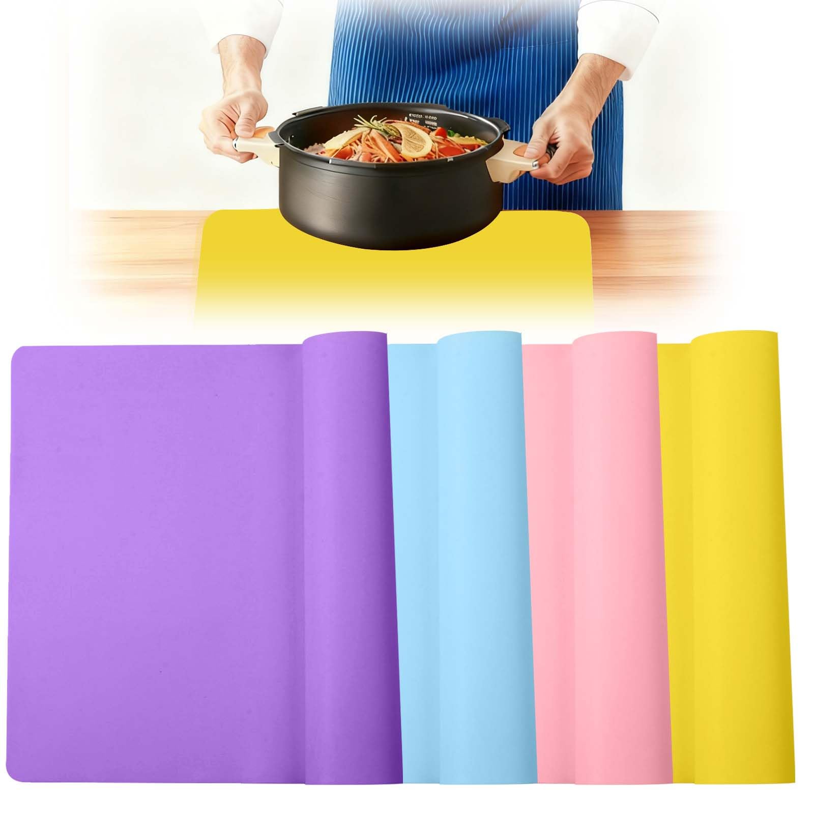 4Pcs Silicone Mat for Resin, 40cm x 30cm Large Silicone Sheet, A3 Silica Gel Placemat Resin Moulds Mat for Crafts Jewelry Casting(Blue/Pink/Yellow/Purple)