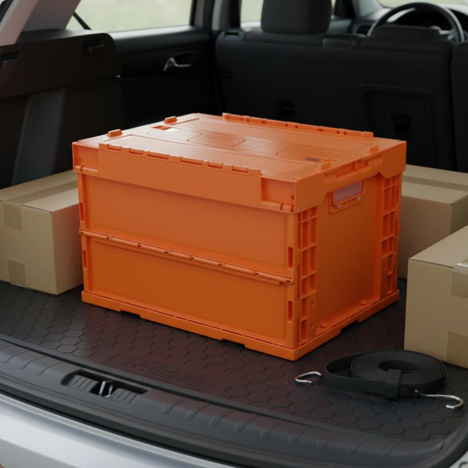 Faltbare Aufbewahrungsbox Klappkiste Lagerbehälter Multifunktionsbehälter Faltbar für Werkstatt Büroorganisation Lieferung Auto, Orange