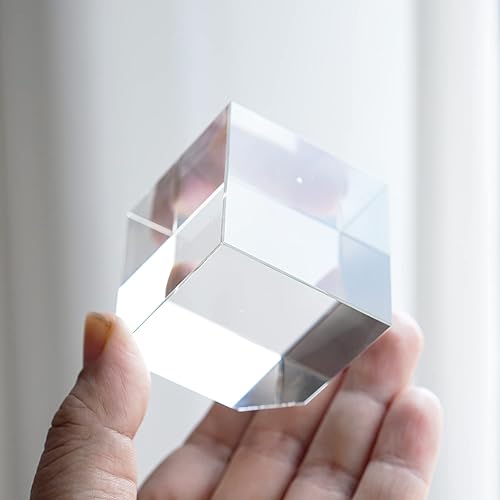 Miniatura 4 de QFkris Figura de pie de esquina transparente de 2.6 pulgadas, cubo de cristal óptico, adorno de pisapapapeles, mesa de cristal, decoración