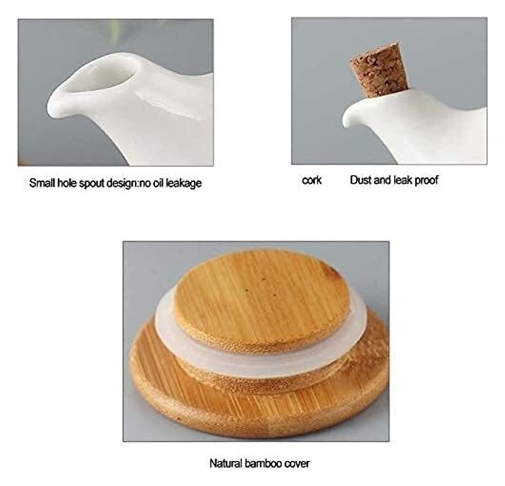 Set Olio e aceto Dispenser for Olio e aceto, Bottiglia di aceto da 500 ml Olio in Ceramica Salsa di soia Bottiglia Pentola da Cucina Bottiglie con Coperchio in Legno a Prova di Polvere Oliera