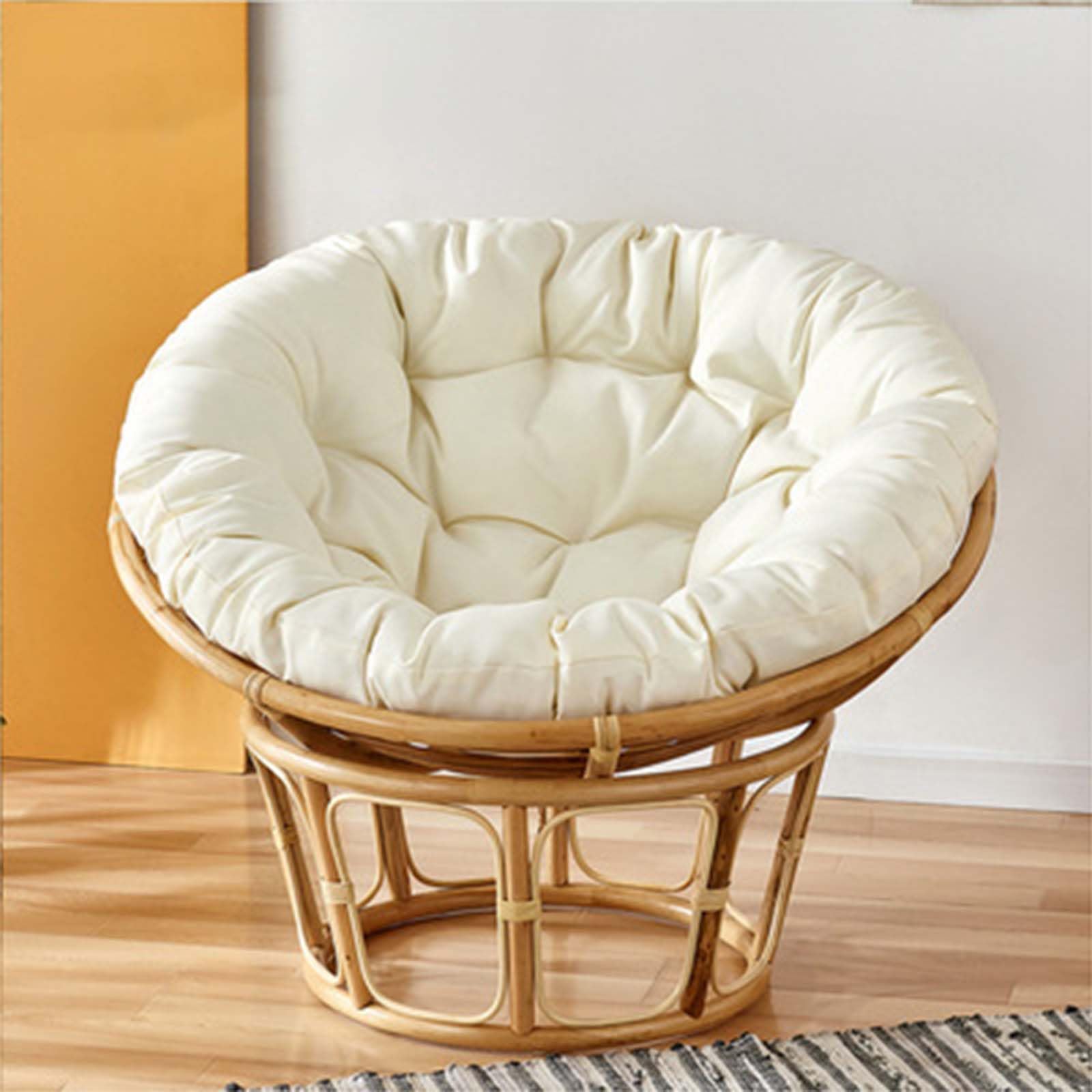 Papasan - Silla con cojín, silla de interior de caña natural para dormitorio y uso al aire libre, ideal para colgar jardines y cojines decorativos de repuesto