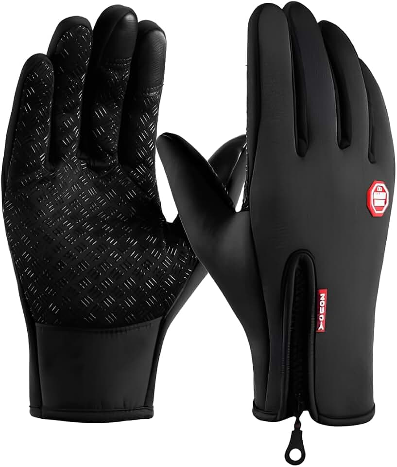 Luvas Térmicas para Moto e Bike, Impermeável, Touch Screen, Antiderrapante, Preta