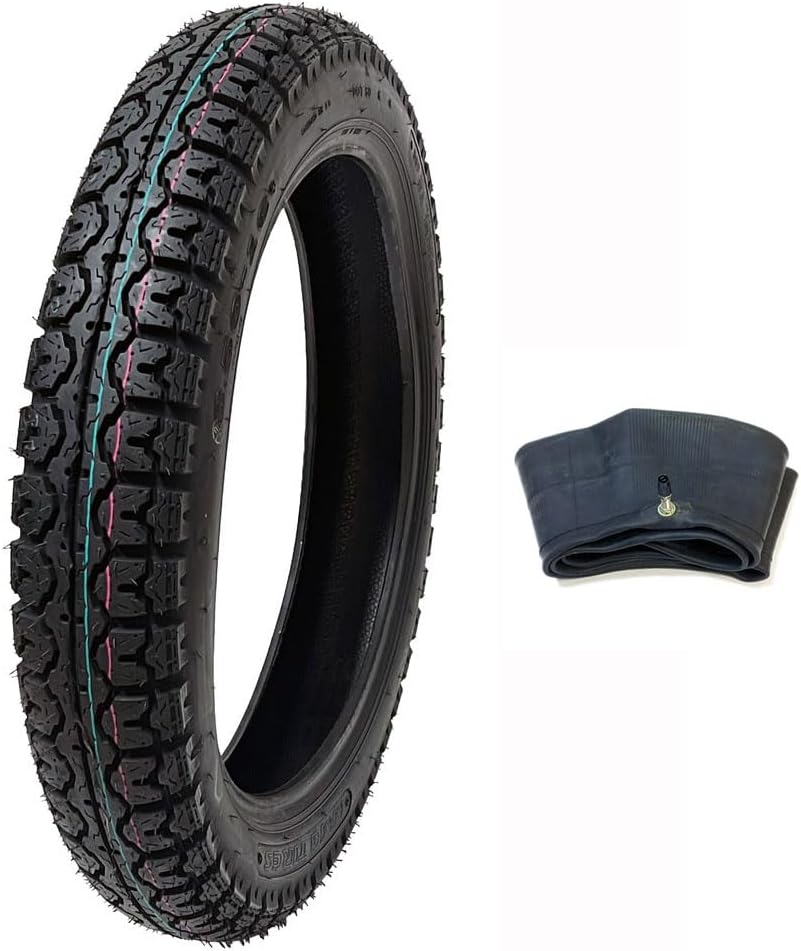MMG Tire 3.50-16 (100/90-16) with Inner Tube for Motorcycle Scooter Moped Street Front or Rear Performance Tire (P22)
