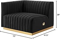 Vista 186 de Modway Conjure - Sofá seccional tapizado de terciopelo de alto rendimiento, con canal, silla sin brazos en negro y gris