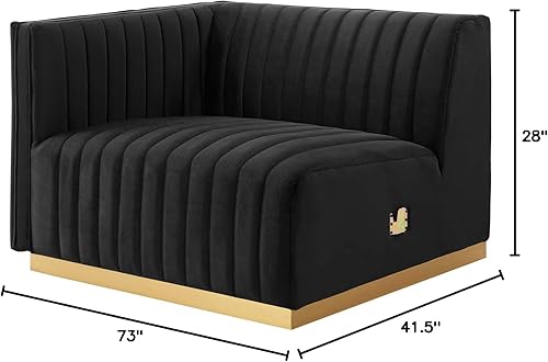 Miniatura 186 de Modway Conjure - Sofá seccional tapizado de terciopelo de alto rendimiento, con canal, silla sin brazos en negro y gris Negro-Gris,Negro