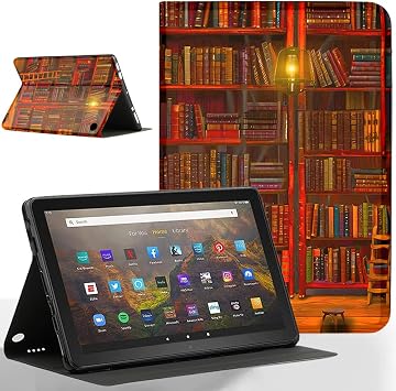 Case for Amazon Kindle Fire HD 8 & 8 Plus TabletFit for 8" 12th/10th Generation,2024/2022/2020 Release,Ultra Slim Multi-Angle Viewing Cover with Auto Wake/Sleep,Bookshelf
