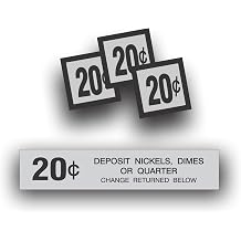 Restoration Decal Sticker for Vending Machine Coin Change Slot 20 Cent Compatible with Pepsi Coke Choice Vend CVC Soda Pop Soft Drink 1x5 inch +3 Sq 1.25"