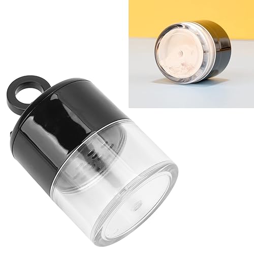 Miniatura 9 de Caja de polvo vacía, 0.35 oz/0.34 onzas, color negro, mini caja de polvo suelta recargable con soplo de polvo y tamizador, cajas de polvo cosmético
