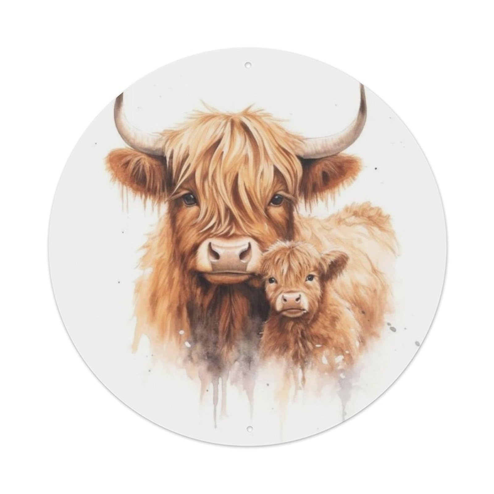 Animal Artwork Scottish Highland Cattle Vintage Metal Tin Sign Plaque Wall Decor for Cafe, Club Bar, Office, Garden Metal Poster 8x8Inch