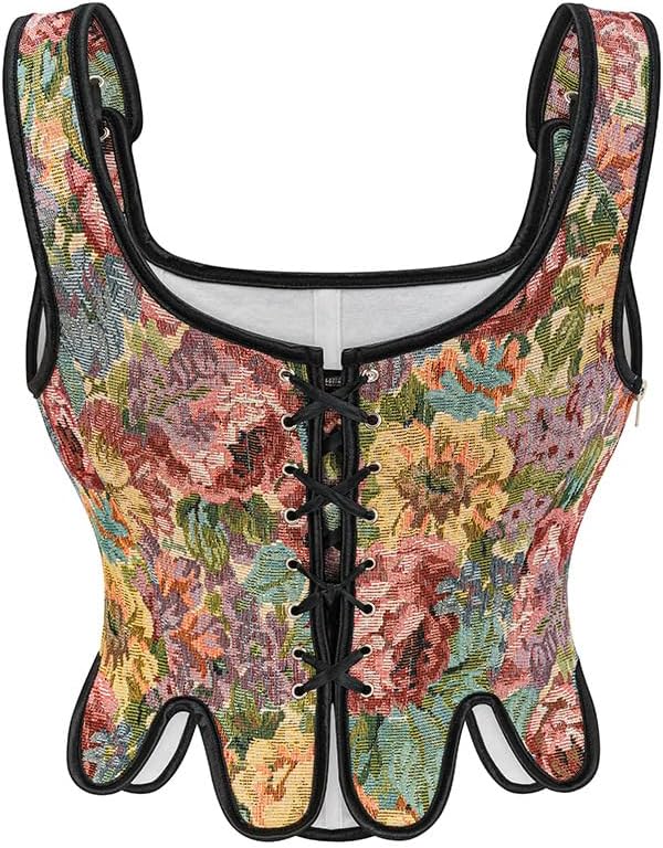 2 Pieces Corset Tops for Women Waist Cincher Overbust Bustiers with Zipper