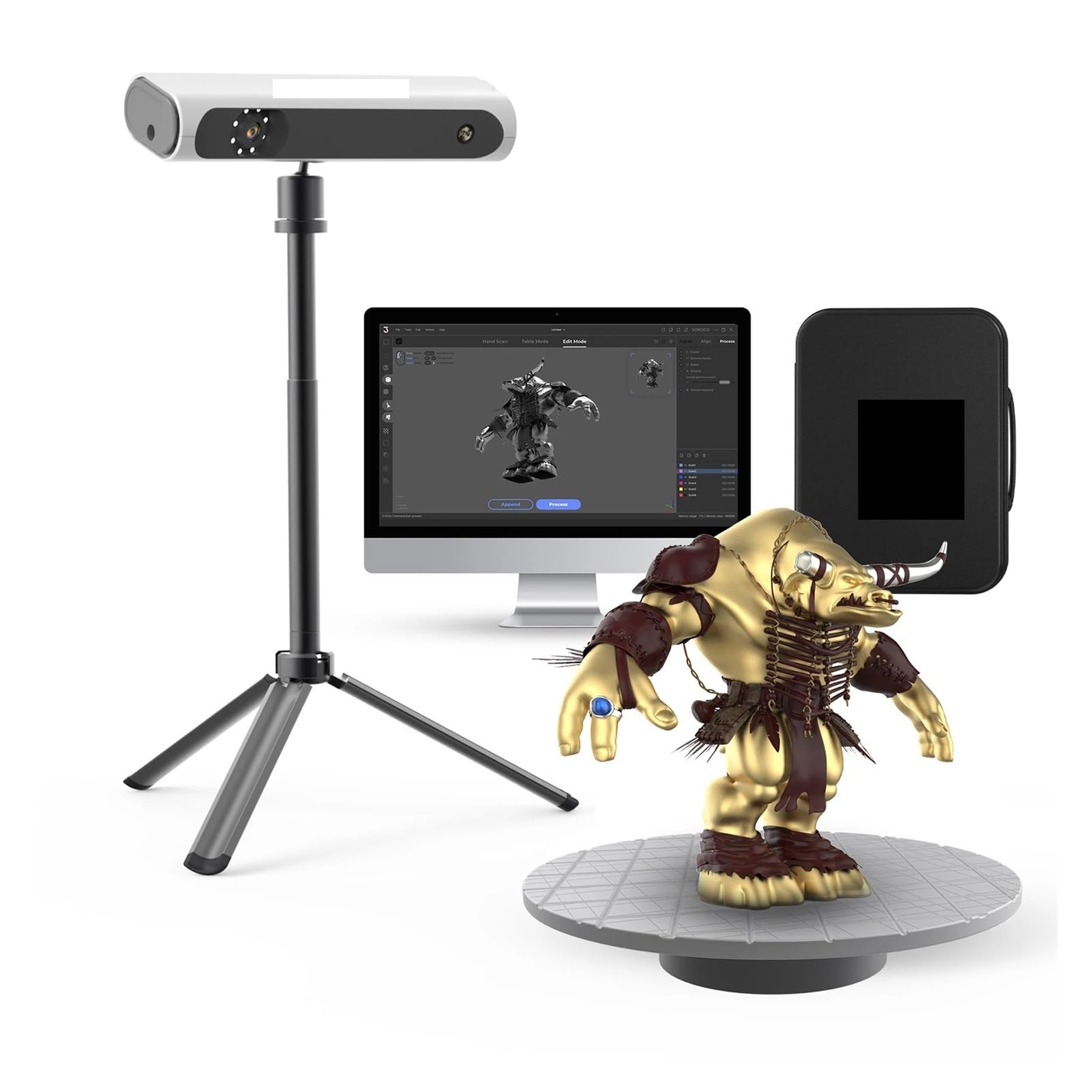 Handheld 3D Scanner for 3DPrint 0.1mm Accuracy&10FPS Scanning Large-Scale 400x250mm Scan Black Object