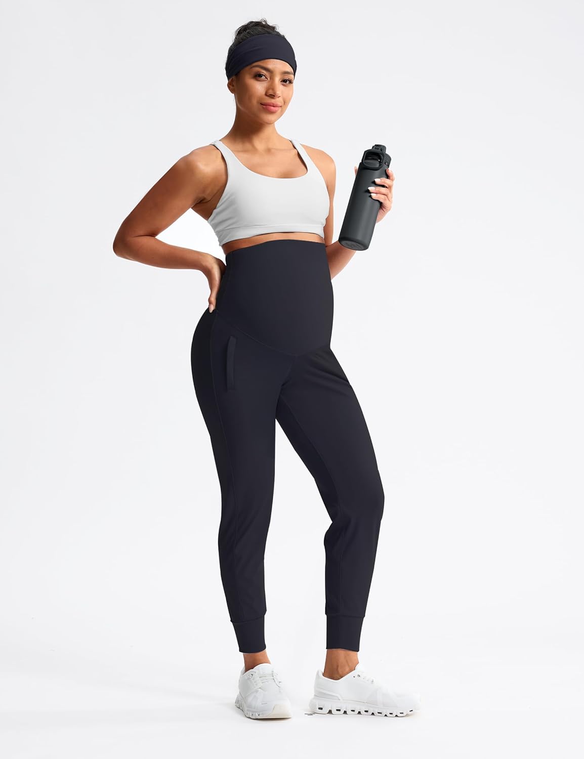 Mama Land Maternity Joggers with Pockets Over The Belly Buttery Soft Pregnancy Pants for Yoga & Activewear - Image 2