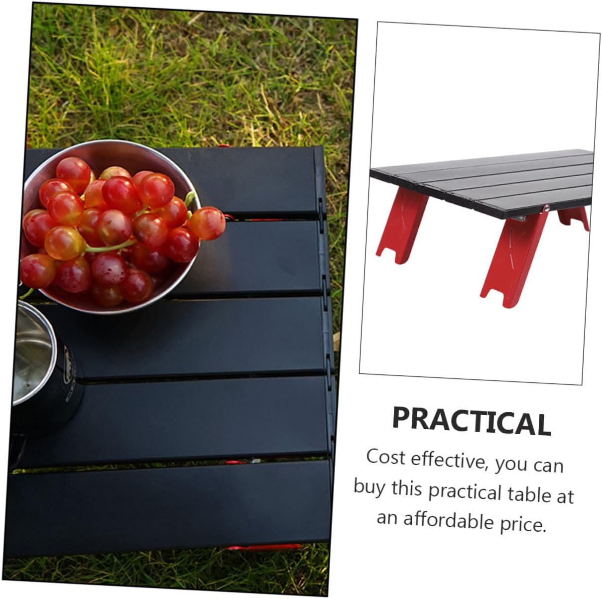 Foldable Camping Table Portable Aluminum Alloy Picnic Food Table for Hiking and Travel with Carrying Handle Red