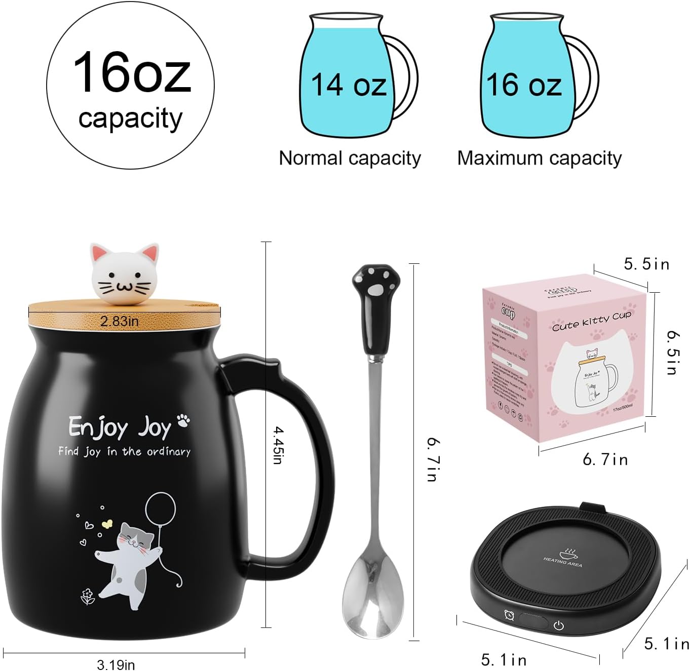Coffee Mug Warmer with Cute Cat Mug Set, 8 Hour Auto Shut Off Cup Warmer for Desk Office Home, Candle Beverage Electric Coffee Warmer with 4 Temperature Setting, Christmas Birthday Ideas for Women Men - Image 9