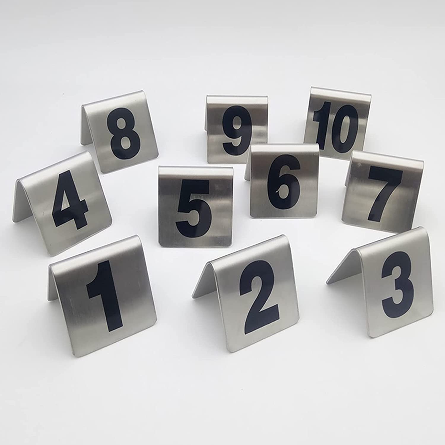 Numéro de table restaurant en acier inoxydable double face lot de 10 numérique 81-90