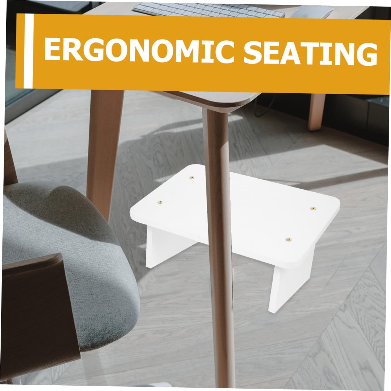TOPBATHY Poggiapiedi Ergonomico in Legno Finitura Naturale, Supporto per Postura Seduta Eretta da Affaticamento, per Tavolo in Casa