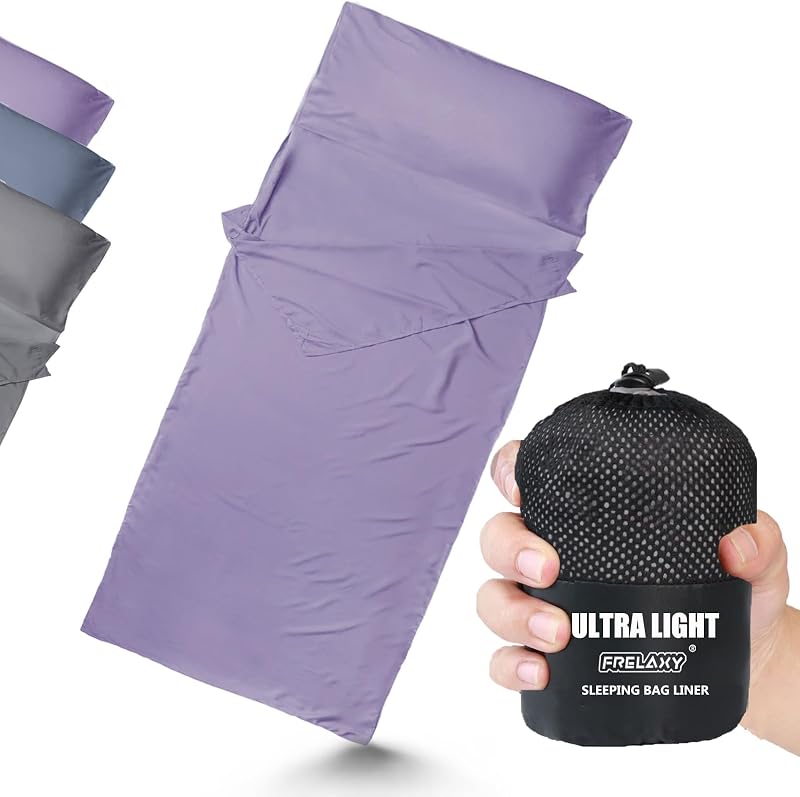 Forro para saco de dormir ultraligero, sábana de viaje compacta, 3 tamaños | Más ligero y compacto, cómodo, transpirable y refrescante para mochileros, hoteles, campings y albergues.