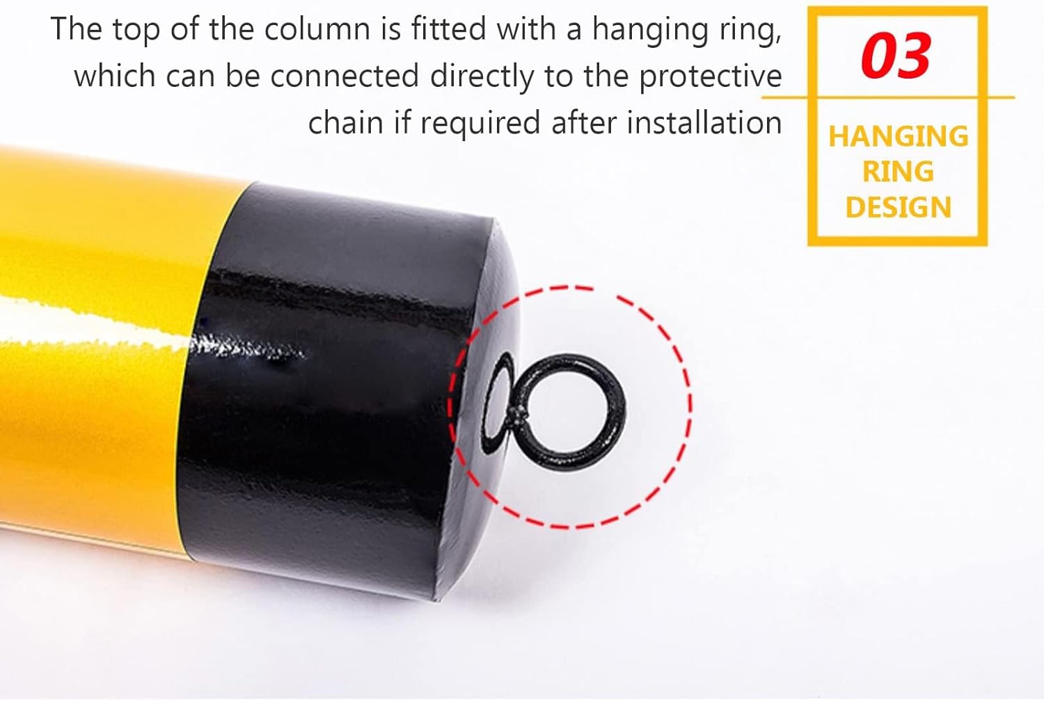 Metal Parking Barrier, Heavy Duty Fixed Safety Guardrail Post with Reflective Tape, Easy to Install, 1 Pack, 55cm