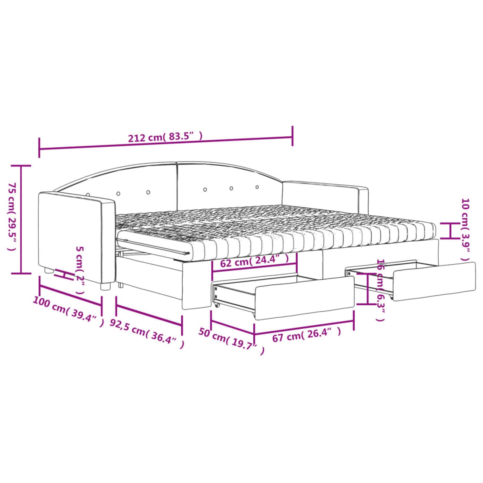 ATOMSTACK MAKER Divano letto pieghevole 2 in 1, in velluto nero, con contenitore integrato, struttura in legno e metallo, 2 materassi in schiuma, 90 x 190 cm, ideale per soggiorno o camera da letto