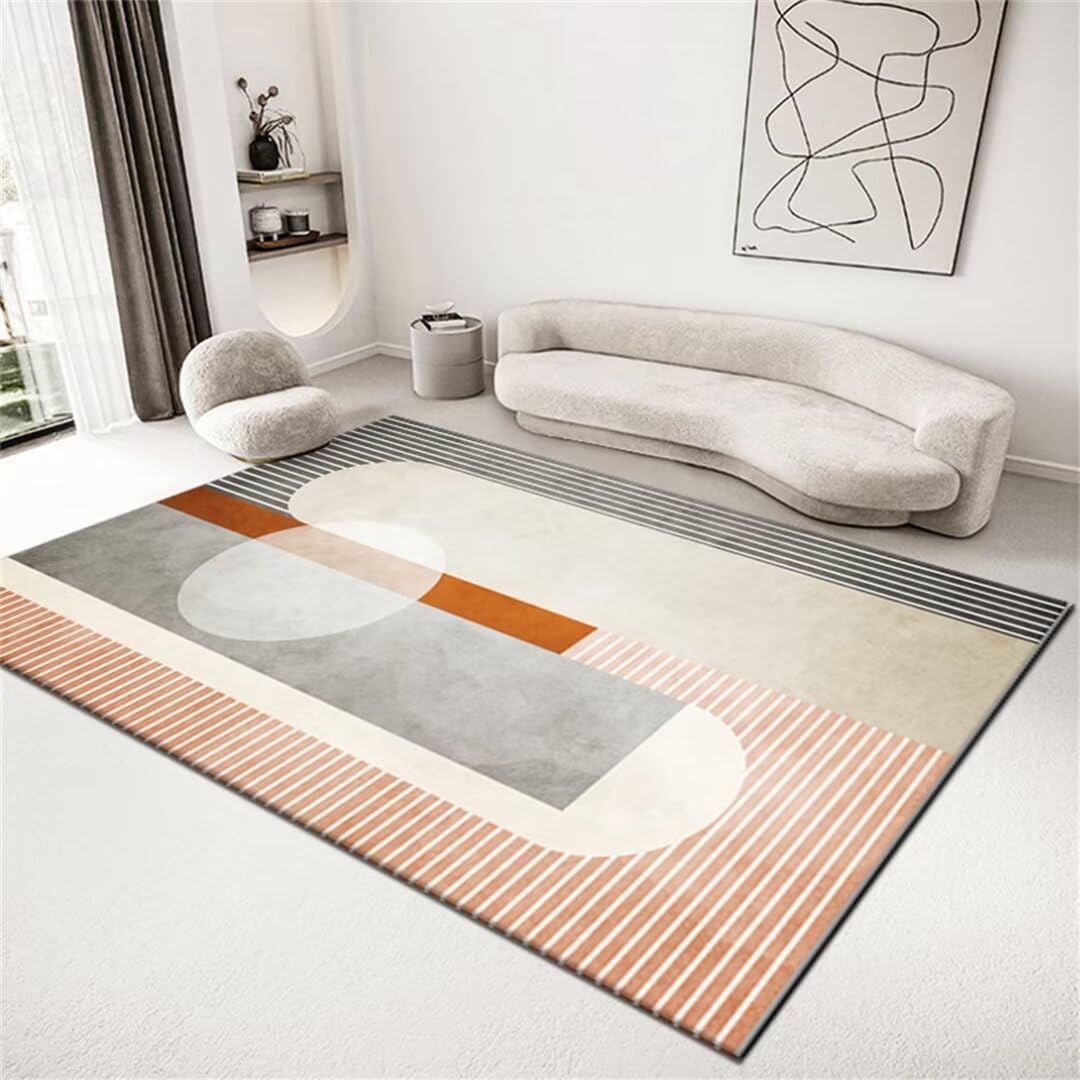 Tapis chambre enfant fille au design épuré gris à rayures