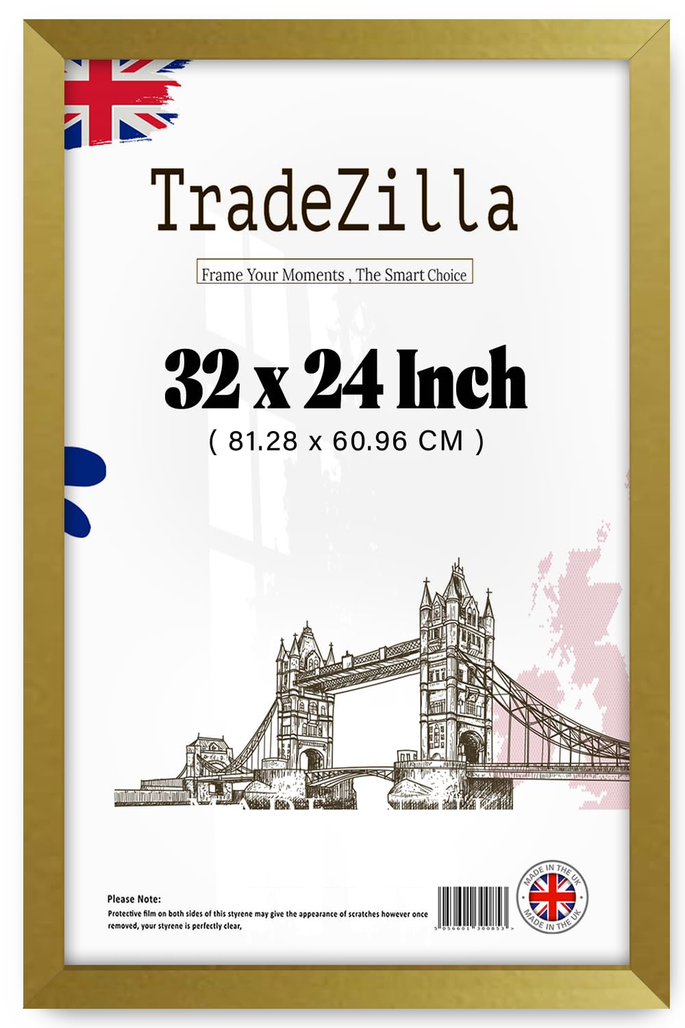 TradeZilla | Large 2' 8" x 2' 0" - 32 x 24 Eton Wood Poster Frames Ideal for Living Room, Wall Galleries (81.28 x 60.96 CM) [ Gold ]