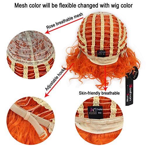 Missuhair Short Men Mad Clown Curly Wig Adult Orange Hair Cosplay Costume Wigs Halloween #TOP7