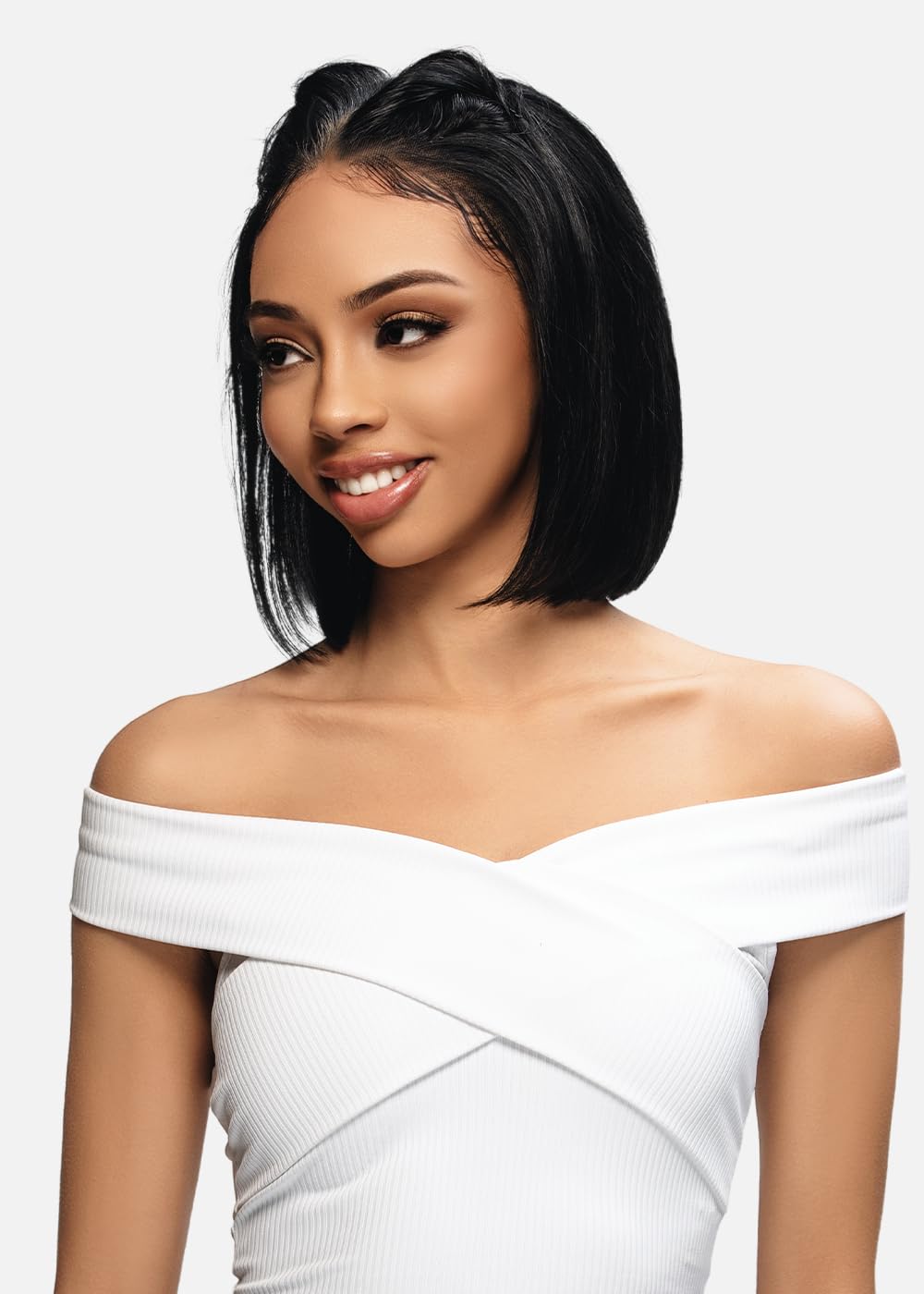 Vivica A. Fox NINA, Straight Bob Style, Brazilian Remi Hair, 13X4 Full HD Lace, Free Parting and & Versatile Styling, Adjustable Elastic Band, Glueless Lace Wig (NATURAL)