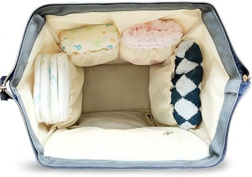 Miniatura 3 de Mochila para pañales de gran capacidad para el cuidado del bebé, diseño abierto y tela impermeable (negro y rojo)