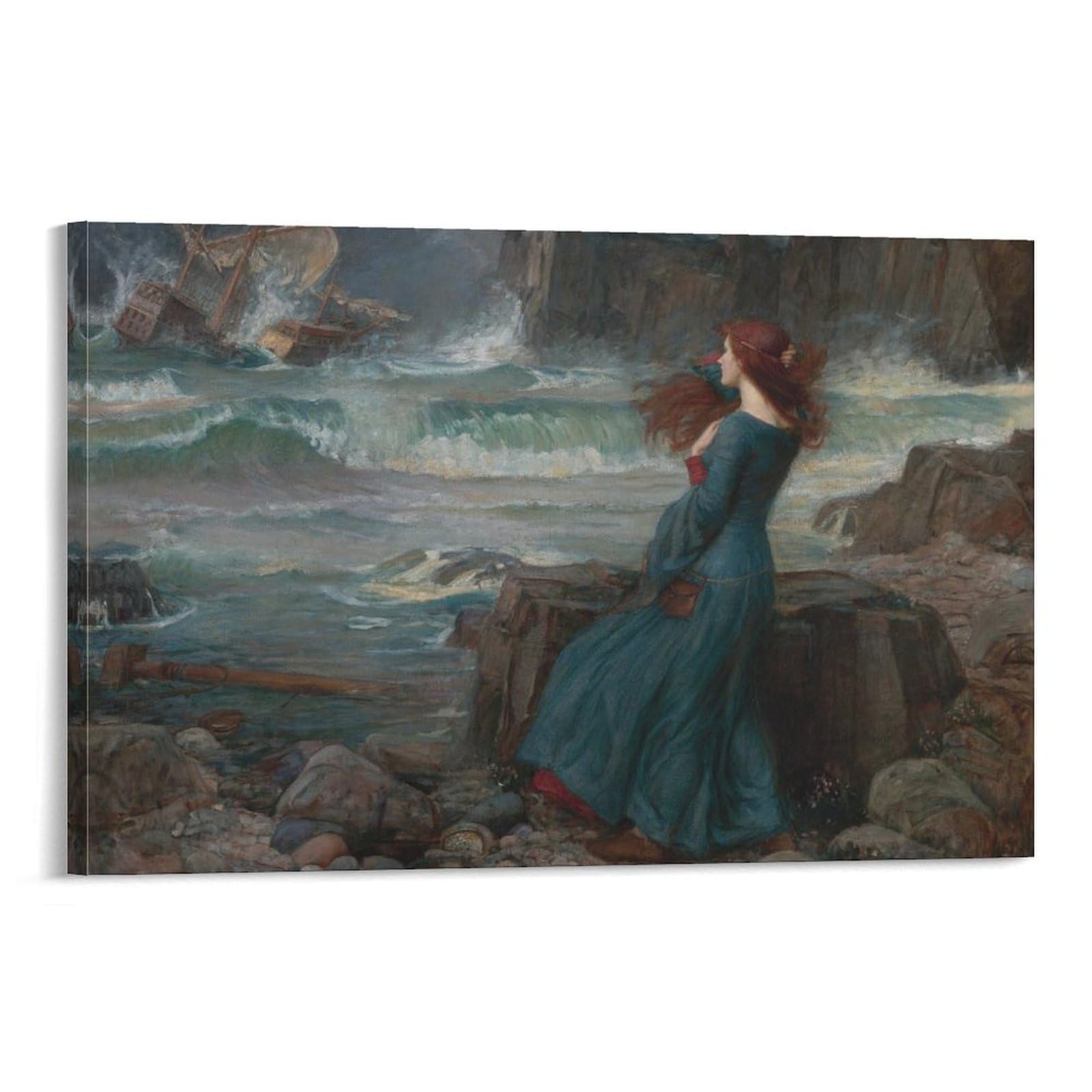 John William Waterhouse Prints 《The Tempest》 Wall Art Poster Home Decor Wall Art Hanging Picture Print Bedroom Decorative Painting Room Aesthetic 08x12inch(20x30cm)